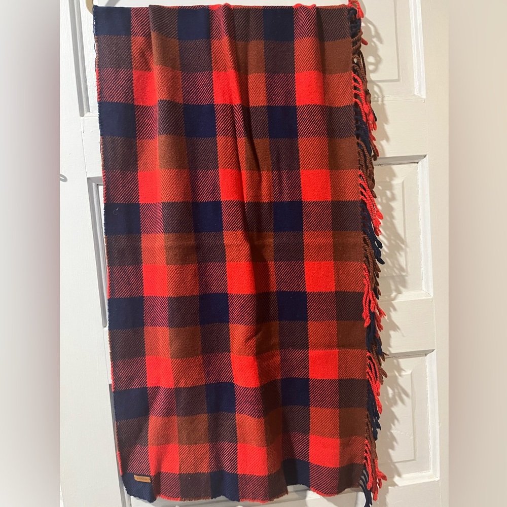 Coach Plaid Scarf in Red and Navy
